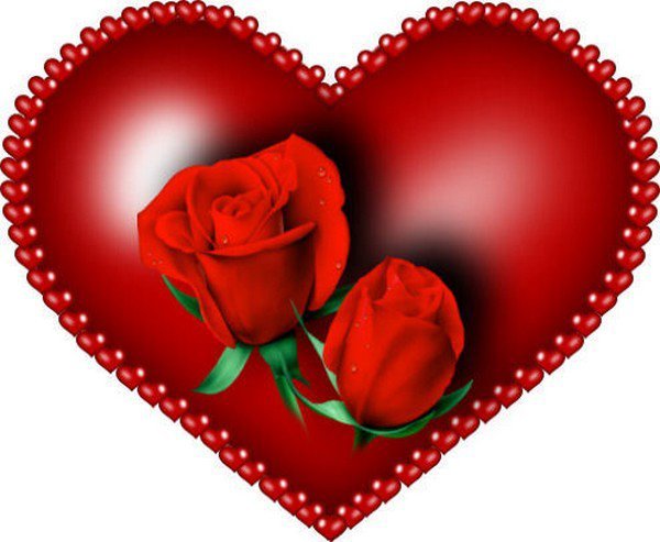 Imagen de un corazon con rosas rojas dentro