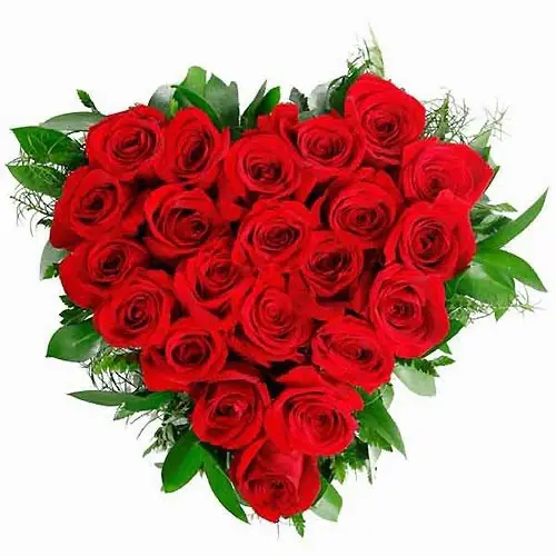 Imagen de un corazon hecho con rosas rojas